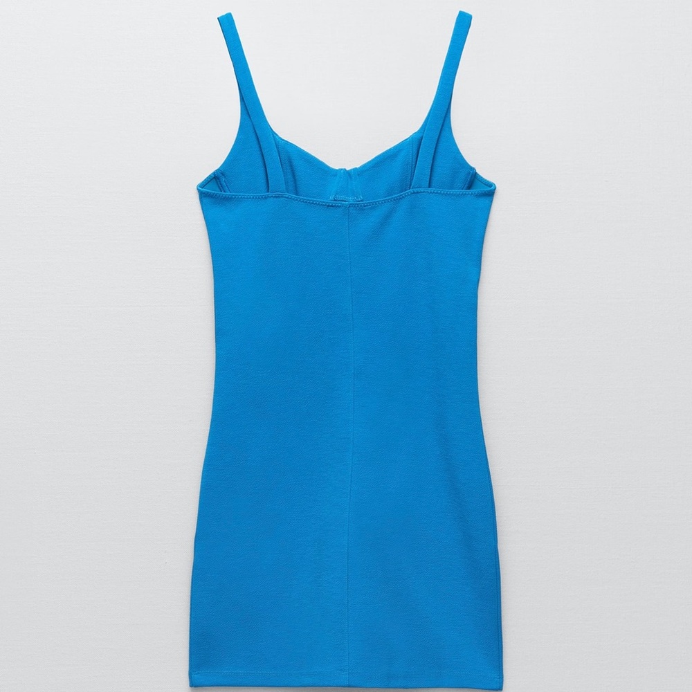 NWT Zara blue mini dress with cupped chest - Picture 6 of 13